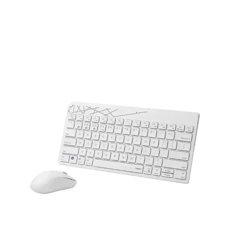 کیبورد بی‌سیم رپو مدل Rapoo 8000GT به همراه موس.webp سفید.
